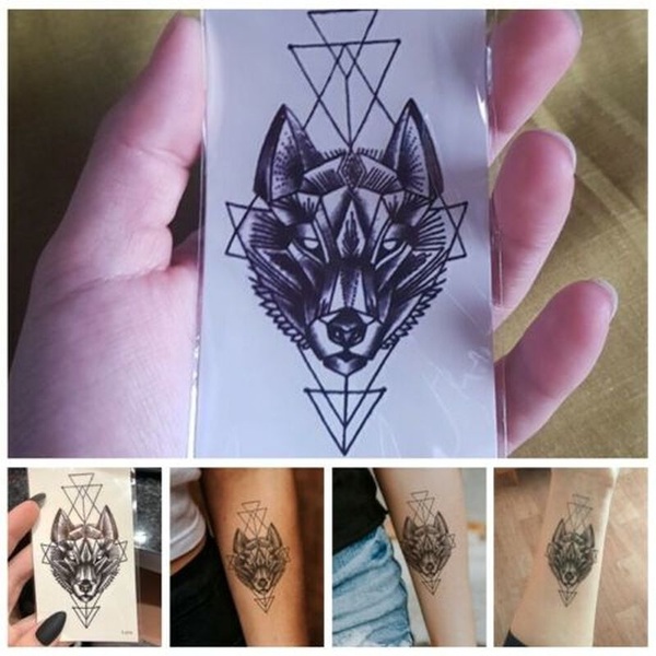 Hình xăm dán tạm thời chú sói cho cánh tay ngực vai cơ thể dành cho phụ nữ và đàn ông