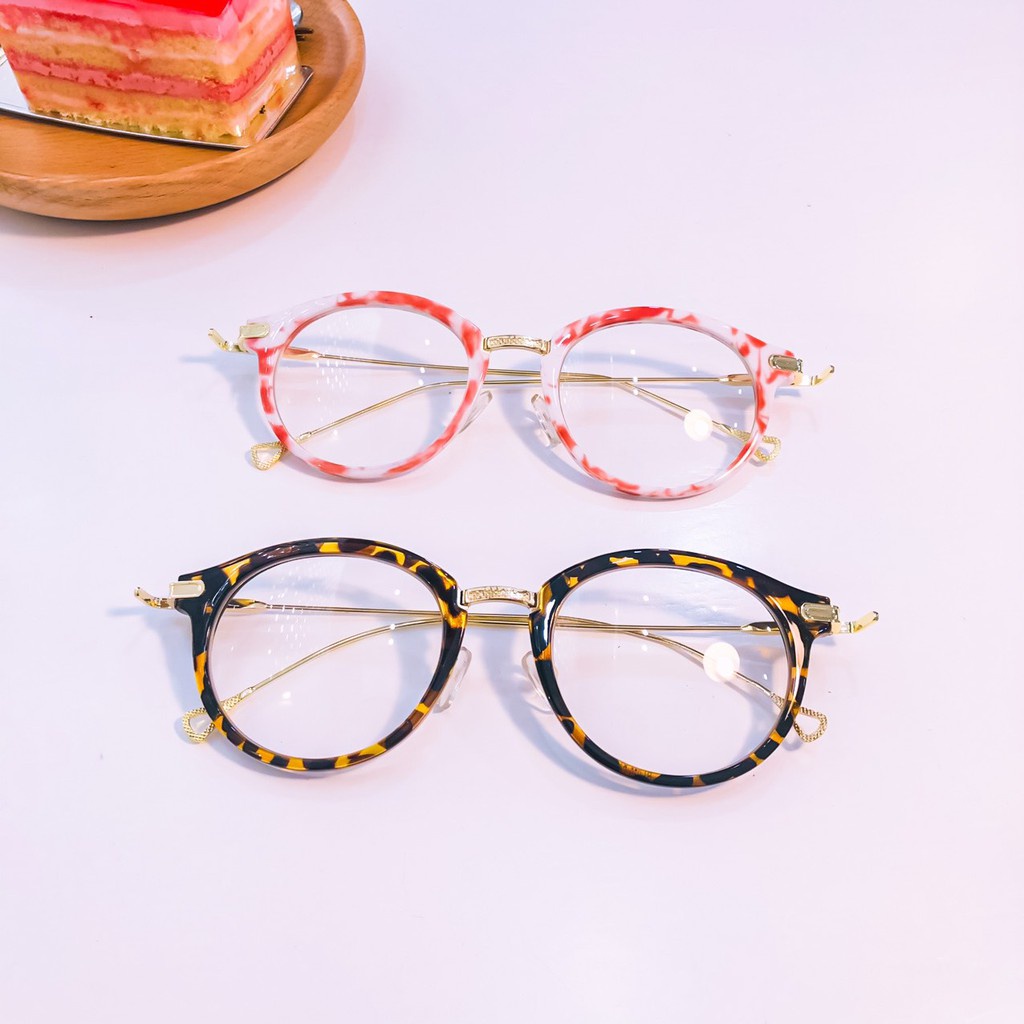 Mắt Kính Gọng Cận Form Tròn Kim Loại Chân Gọng Tam Giác 558 Siêu Đẹp - Hazo