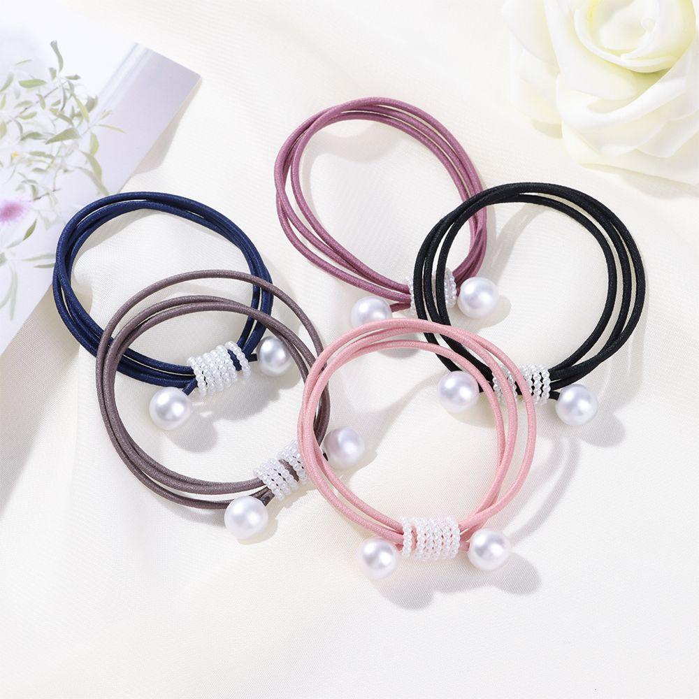 HS Dây Cột Tóc Cao Su Co Giãn Đính Hạt Ngọc Trai Hình Trái Cây Màu Sắc Dễ Thương