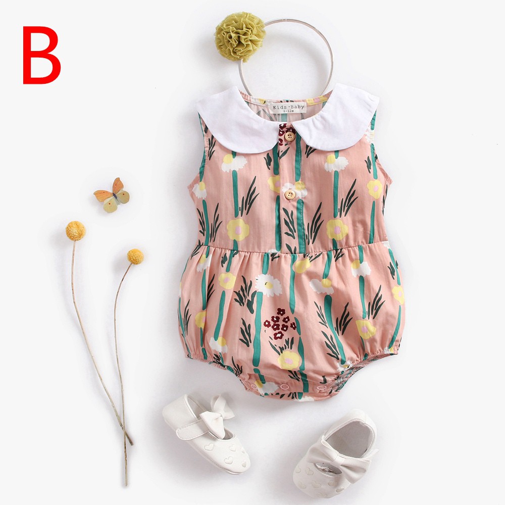 Áo liền thân Sanlutoz sát nách in hoa thời trang mùa hè cho em bé