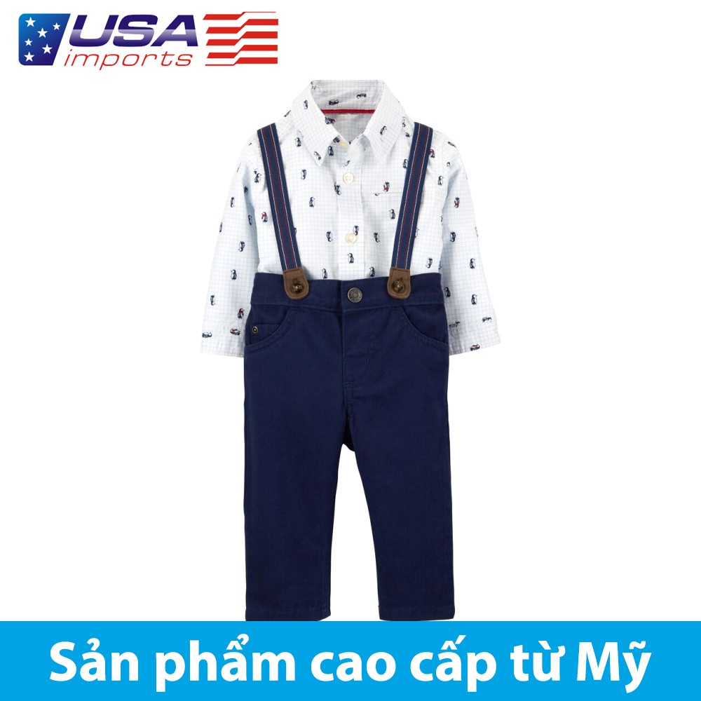 Set 3 bodysuit sơ mi kèm quần Car-tờ Auth Từ Mỹ (18480710)