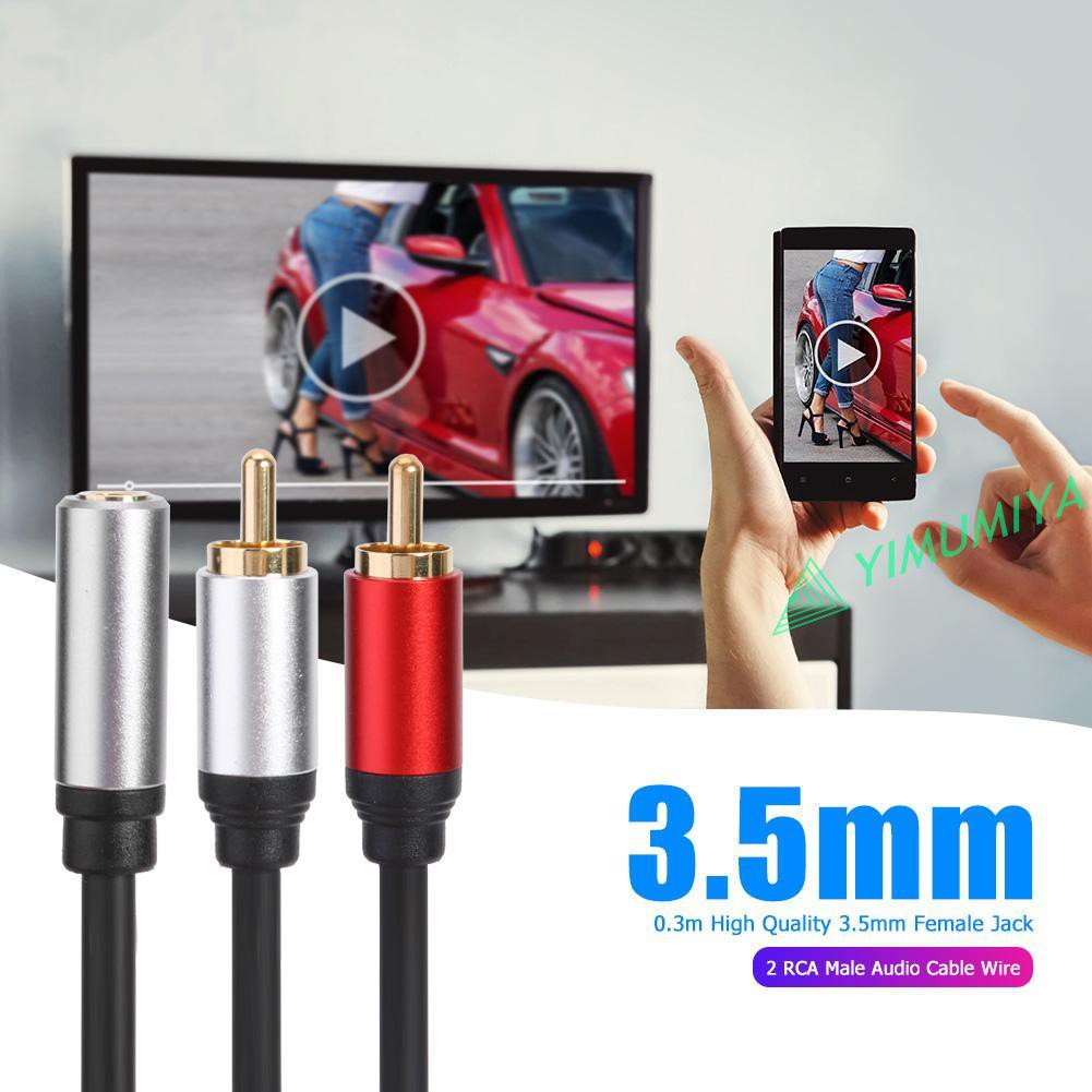 Cáp Chuyển Đổi Âm Thanh Chữ Y Từ Đầu Cái 3.5mm Sang 2 Rca Dài 0.3m