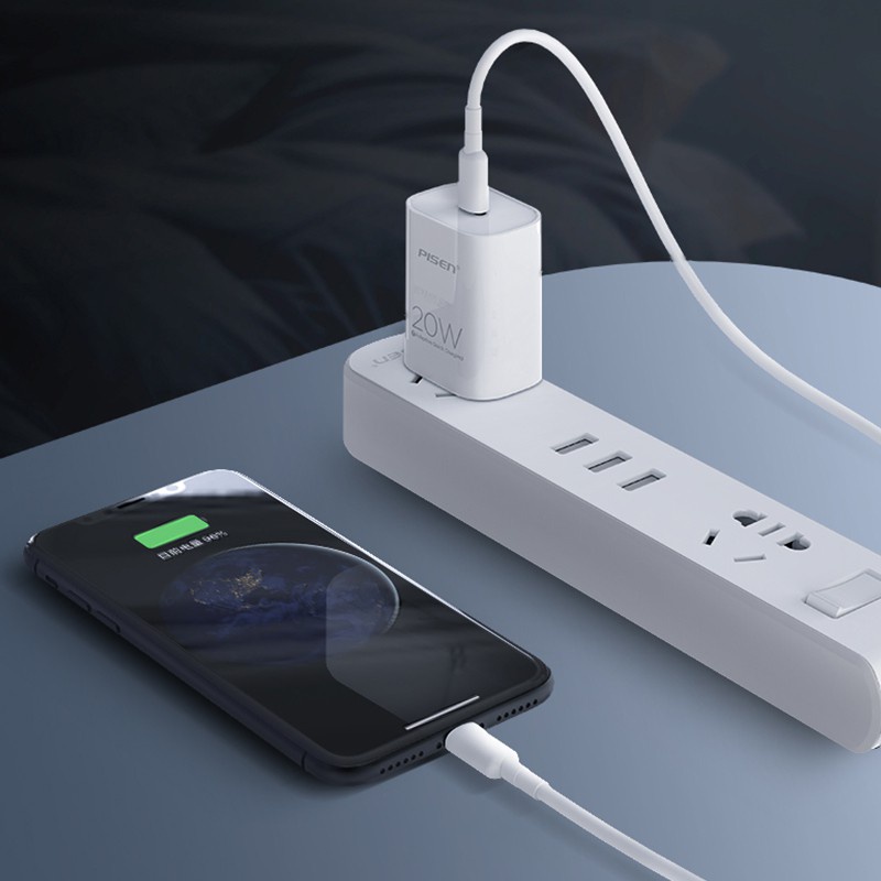 [ PISEN 20W ] Combo Sạc + Cáp PISEN Quick PD 20W ( &amp; Type-C 3A ZINC Alloy)  -Có bán lẻ củ và lẻ dây