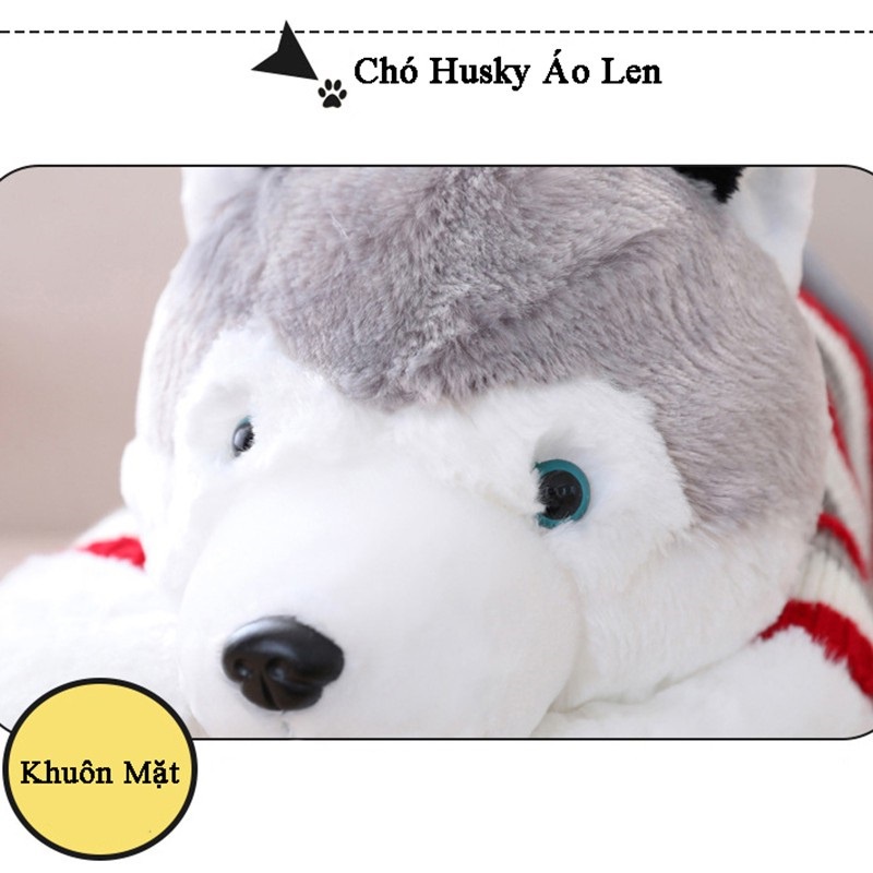 Gấu Bông Chó husky chó sói gấu nhồi bông áo len đáng yêu cao cấp  mềm mịn