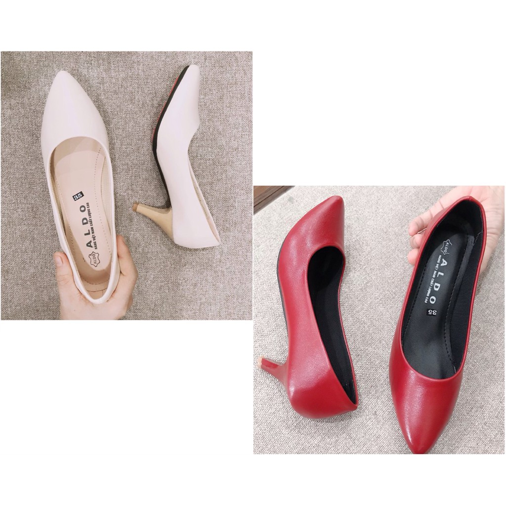 Cao gót công sở trơn 5 phân màu kem và đen LCC1