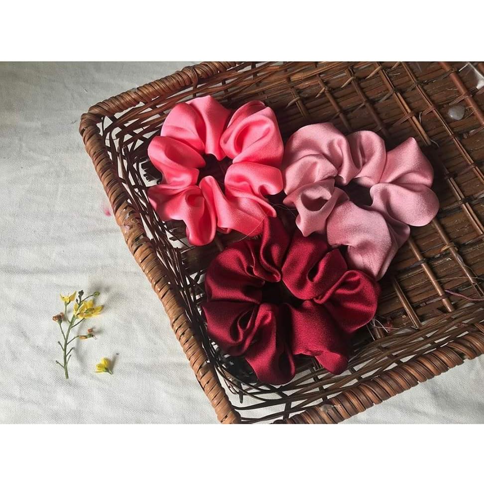 [HÀNG MỚI] Dây Buộc Tóc Nữ Tính Scrunchies Vải Phi Đủ Màu Cho Nữ