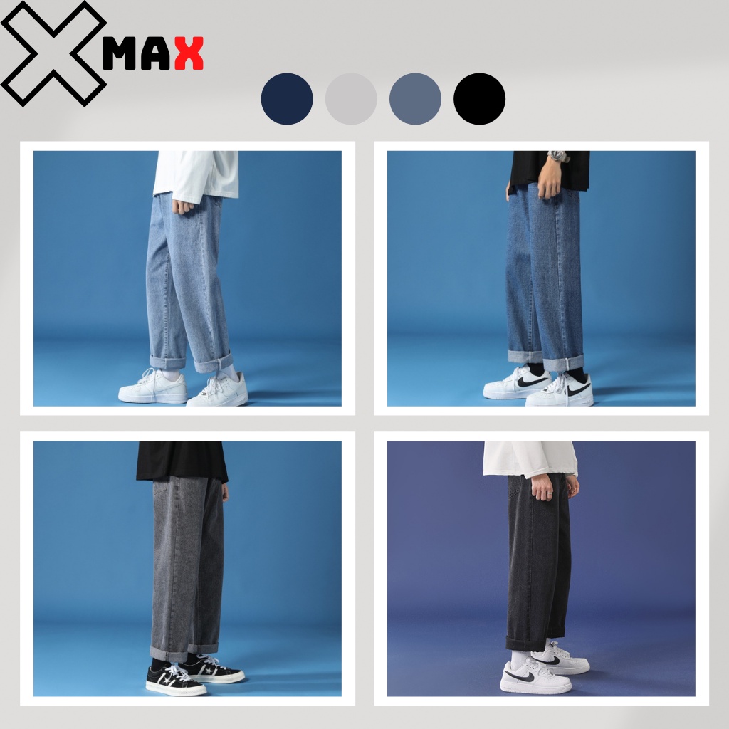 Quần jean nam baggy ống rộng dáng suông hottrend hàn quốc 2022, quần bò nam ống suông dáng rộng MAXSTORE B001-4