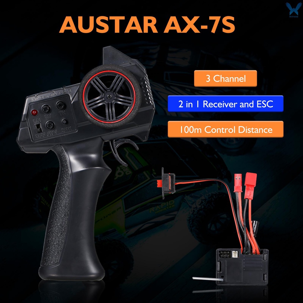 Bộ điều khiển từ xa Rs AUSTAR AX-7S 2.4G ESC 2 trong 1 cho xe hơi RC thuyền RC 1/ 14 1/ 16 1/ 18 1/ 24 1/ 28 1/ 32