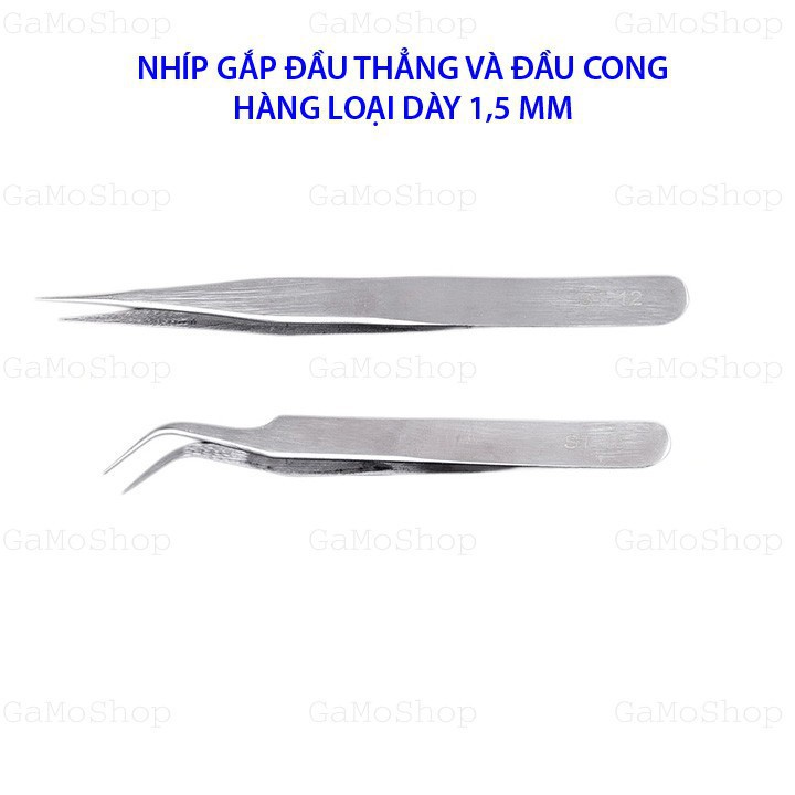 Bô 2 Nhíp gắp đầu thẳng và đầu cong hàng loại dày 1,5MM