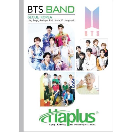 BTS 10 quyển vở kẻ ngang HAPLUS -K.POP 80 trang KT (179x252) bìa cao cấp