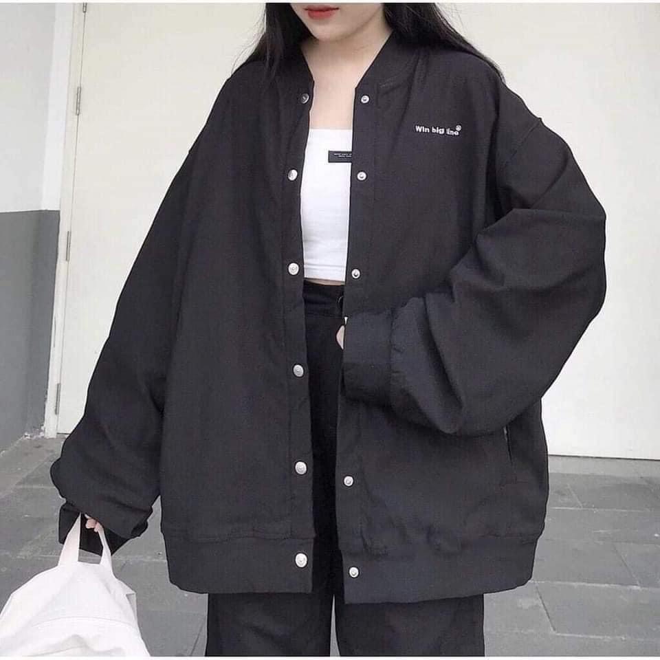 ￼Áo bomber nam nữ kaki jacket, áo khoác bommer sweater, phù hợp mặc đi học form rộng unisex