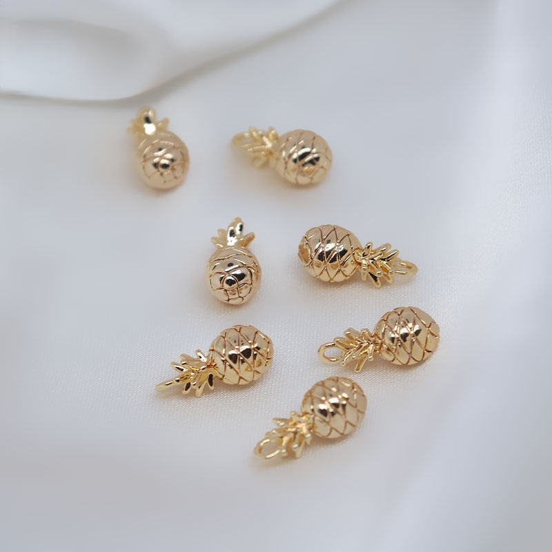 Mặt Dây Chuyền Hình Quả Dứa Mạ Vàng 18K Nhiều Màu Sắc diy