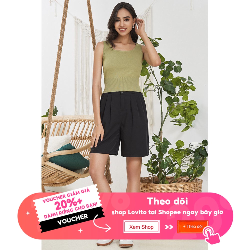 Quần đùi Lovito màu trơn có túi cơ bản L02065 (màu xanh dương) | BigBuy360 - bigbuy360.vn