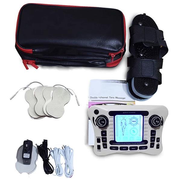 Máy massage xung điện châm cứu trị liệu 4 miếng dán kết hợp dép massage chân SYK-308B