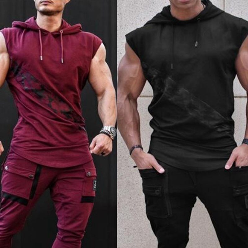 Áo hoodie thể thao sát nách cho nam
