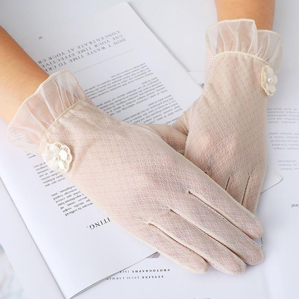 Găng Tay Lái Xe Ngắn In Hoa Đơn Giản Dễ Thương Có Thể Chạm Màn Hình Cảm Ứng Cho Nữ
