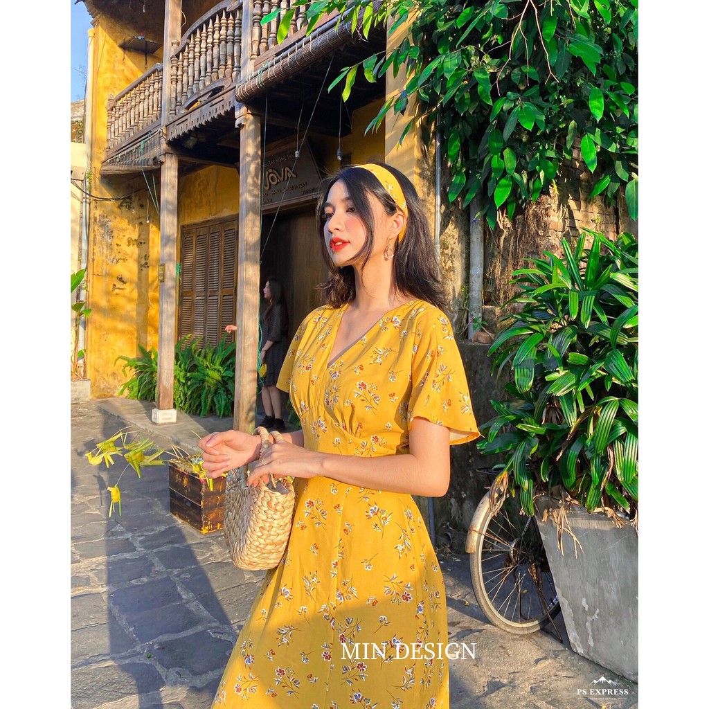 Váy maxi hoa vàng MIN DESIGN | BigBuy360 - bigbuy360.vn