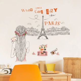 DECAL DÁN TƯỜNG CÔ GÁI ĐẾN TỪ PARIS