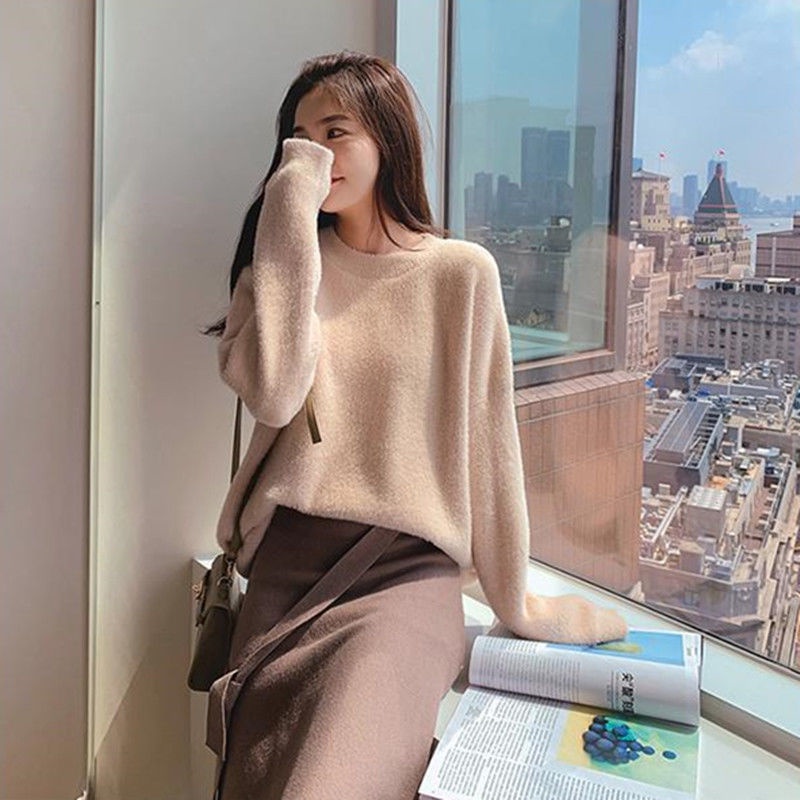 Áo len tay dài dáng rộng thời trang thu đông phong cách Hàn Quốc mới