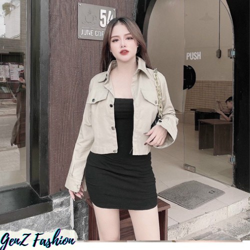 ⭕️ [CÓ HÌNH/VIDEO THẬT - HÀNG CAO CẤP] Áo Khoác Kaki Croptop Hot Hit_Mã 042_GenZ Fashion