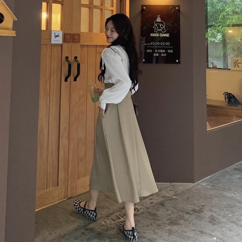 Bộ áo sơ mi + đầm yếm thời trang Hàn Quốc cho nữ (Có bán lẻ)