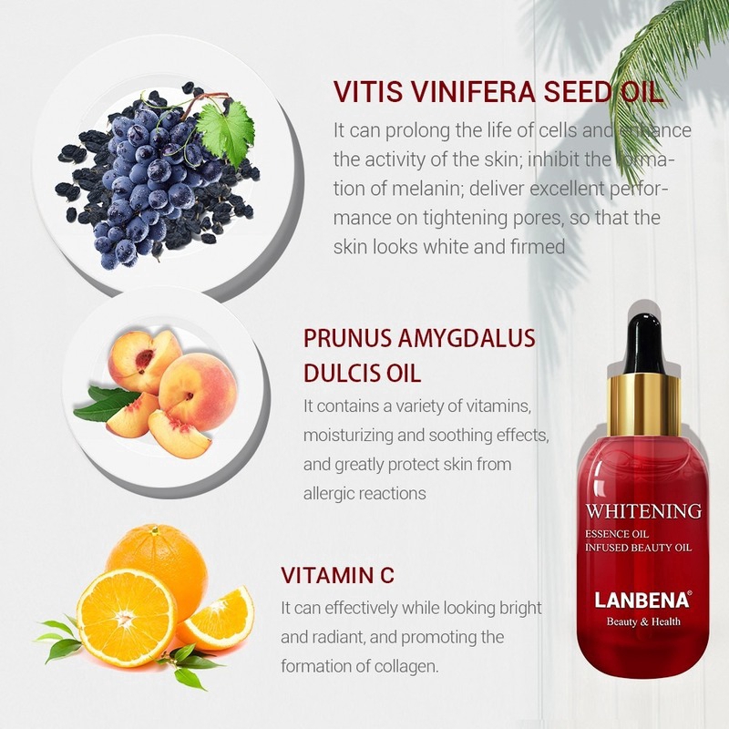 Serum chứa tinh dầu Vitamin C chống lão hóa da và làm mờ vết thâm giúp da trắng sáng LANBENA