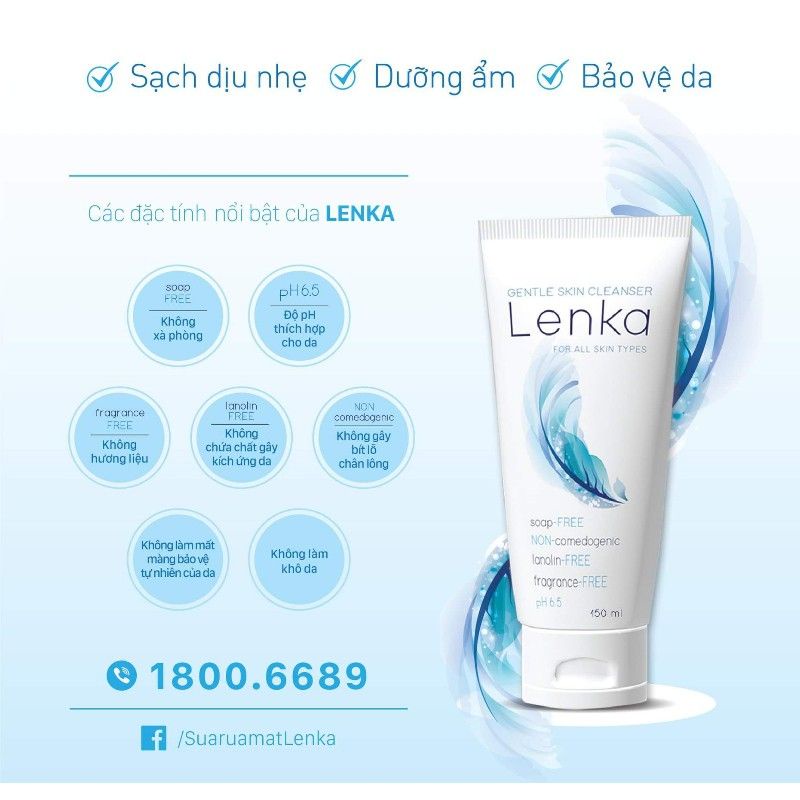 Lenka sữa rửa mặt LENKA Nhất Nhất 150ml dịu nhẹ ko mùi