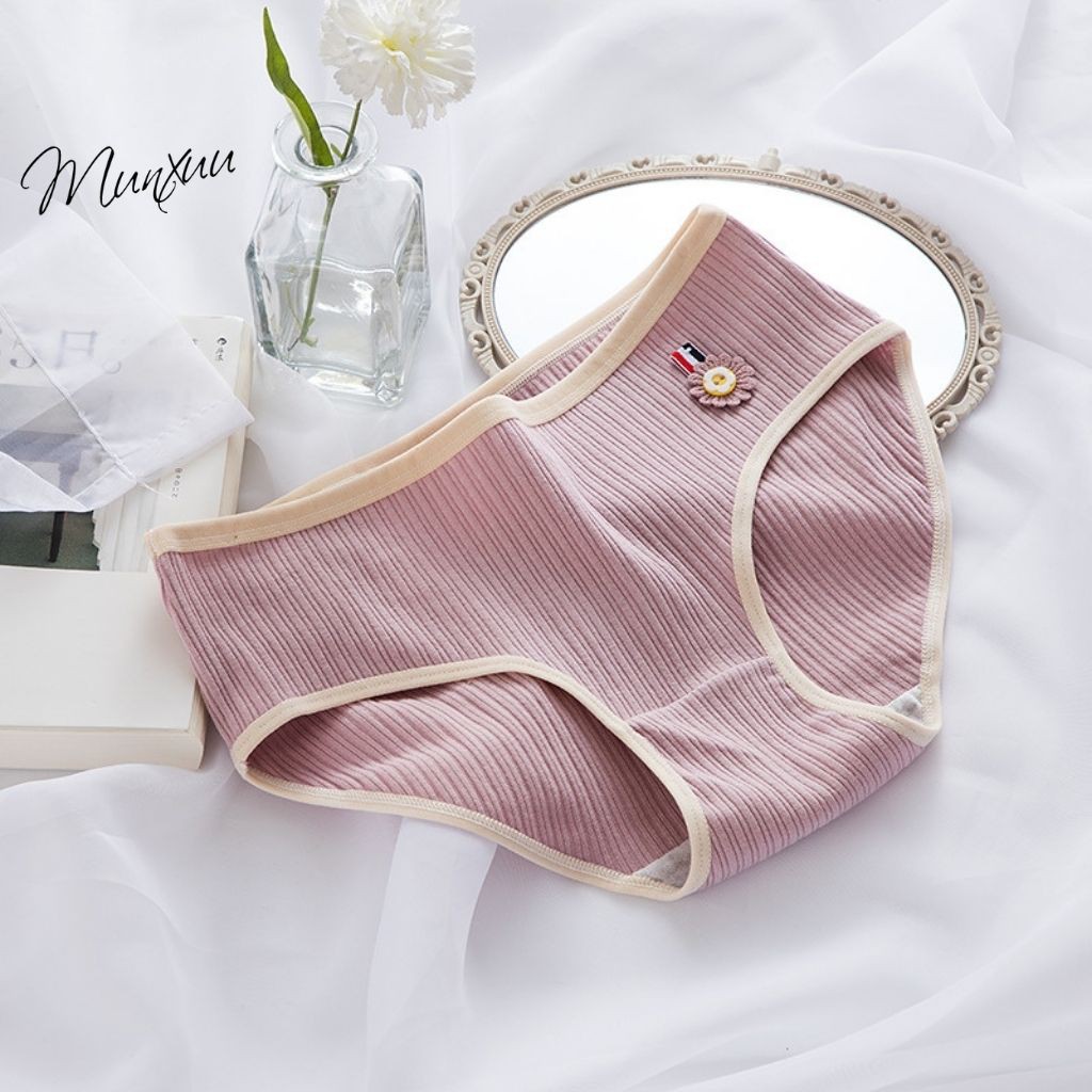 Quần lót nữ Cotton phối hình dễ thương, gân tăm co dãn mềm mại thông thoáng - MUNXUU QC76 | BigBuy360 - bigbuy360.vn