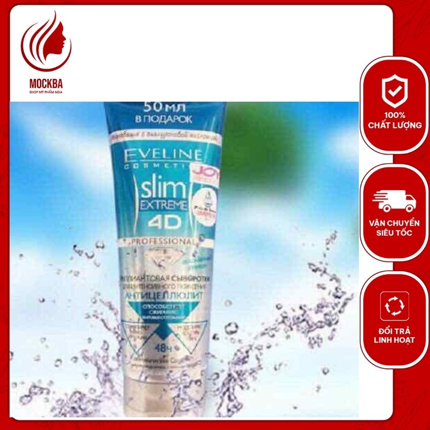 kem tan mỡ bụng Eveline Slim Extreme 4D Nga, Gel tan mỡ bụng rạn da hiệu quả săn chắc da giảm mỡ an toàn