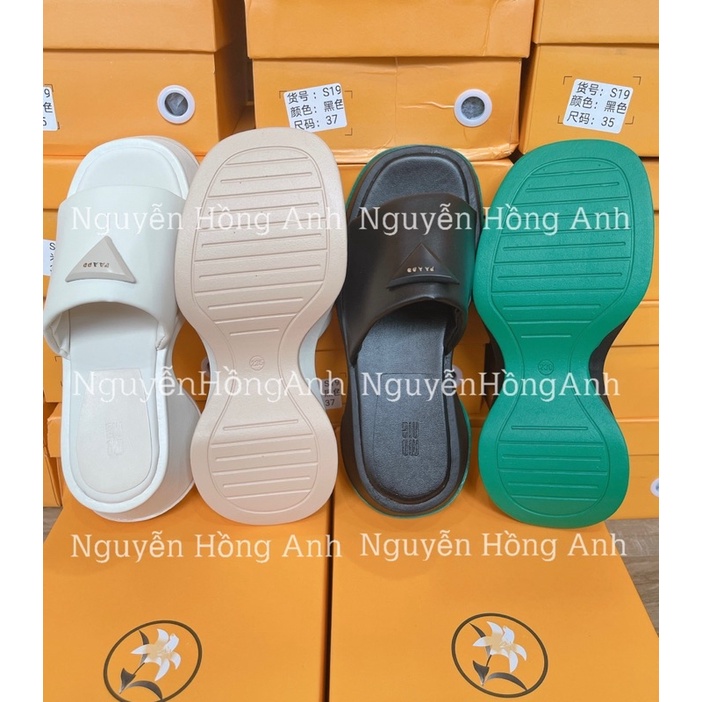 dép guốc đế vát quai phồng hình tam giác cao 5p (FULL HỘP) cho nữ d189