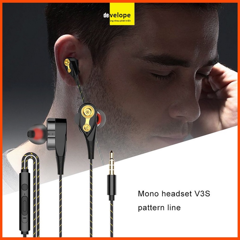 Tai nghe HiFi lõi kép 4 sợi cuốn loa mini.bass siêu trầm cho điện thoại jack 3.5mm của android và lightning MN003