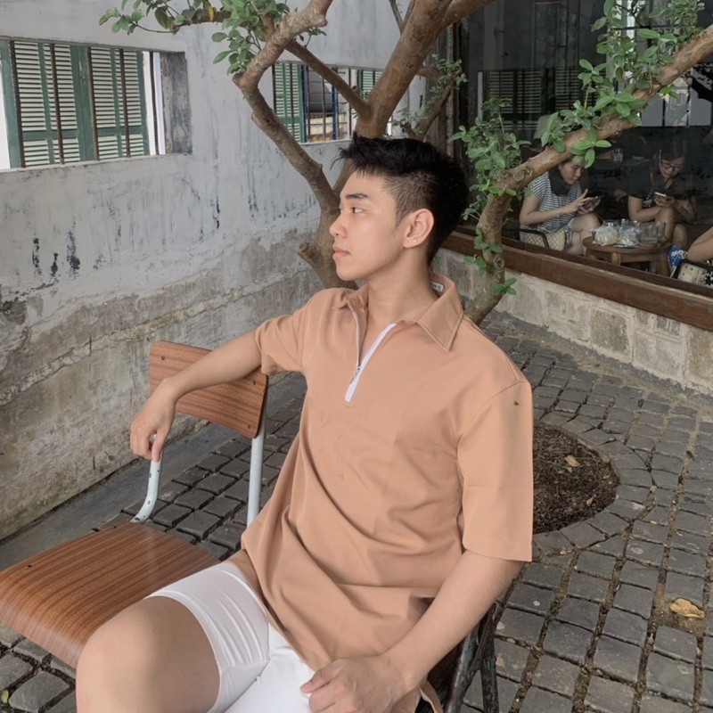 Áo Kiểu Polo Phẳng Zipper Phối Dây Kéo Unisex Premium Phong Cách Hàn Quốc Mr Smile 99 Shop