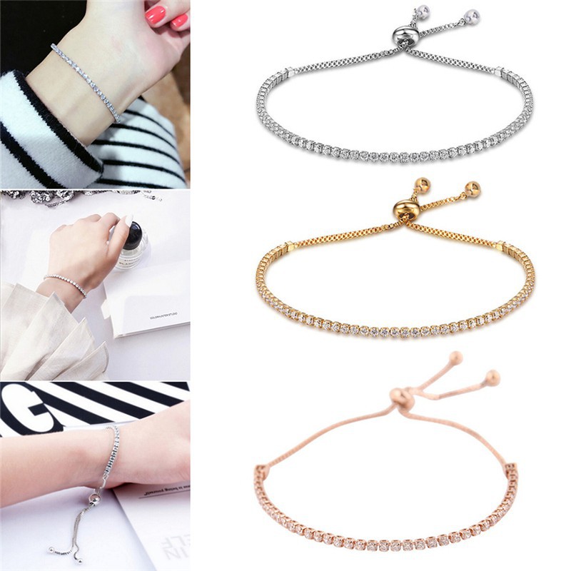 Lắc tay hợp kim đính đá dài 26cm xinh xắn cho nữ