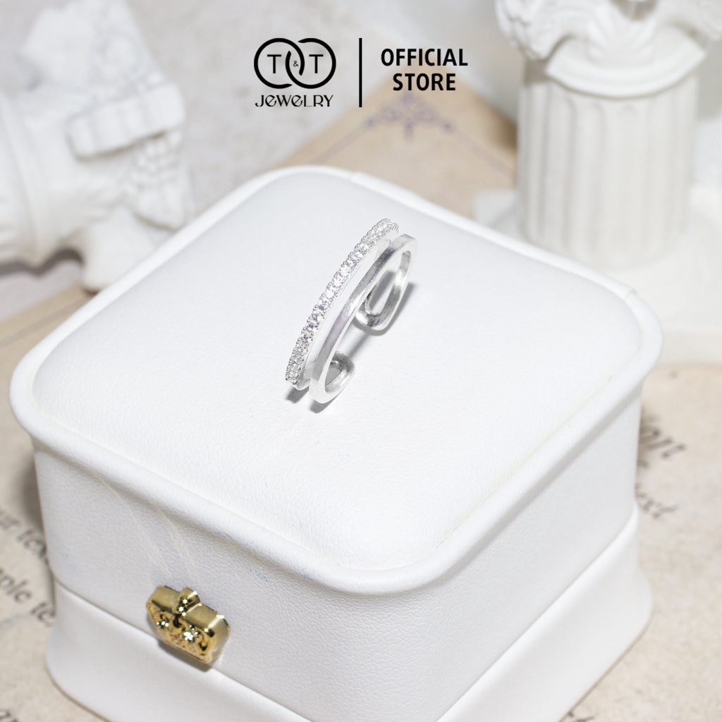 Nhẫn Bạc Nữ Vòng Đôi FREESIZE s925 T&T Jewelry cao cấp NN033