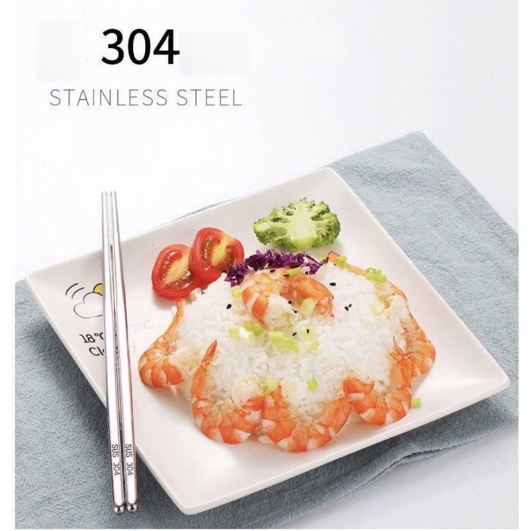 Bộ 10 đôi Đũa inox 304, 316 cao cấp có chống trơn trượt