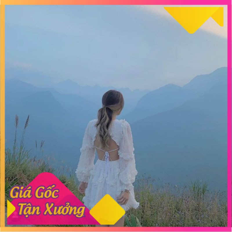 VÁY TRẮNG CỔ V KHOÉT EO HỞ LƯNG