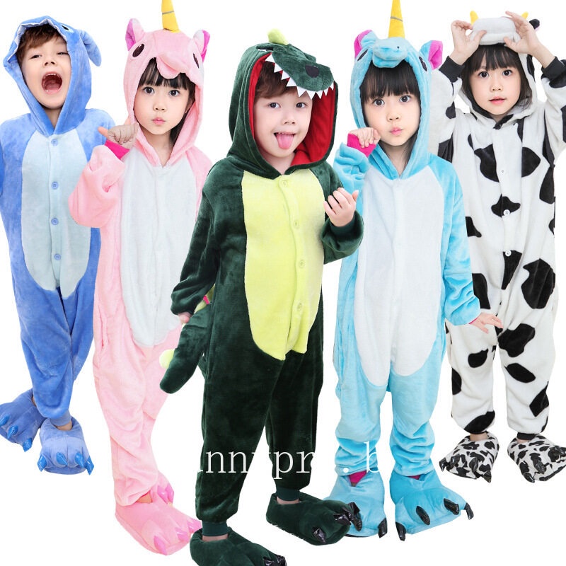 Bộ đồ ngủ liền thân kiểu hoạt hình đáng yêu cho bé trai mùa thu đông