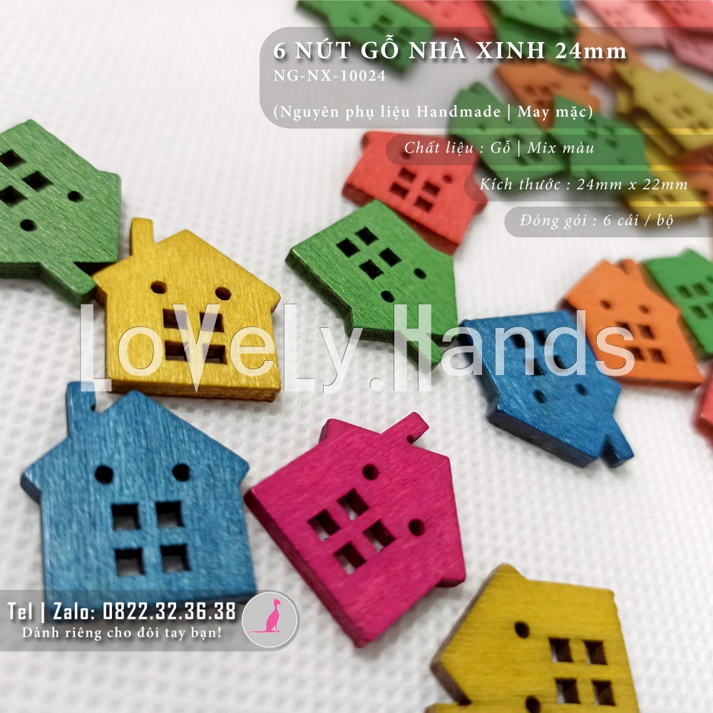 6 Nút gỗ Nhà xinh 24mm