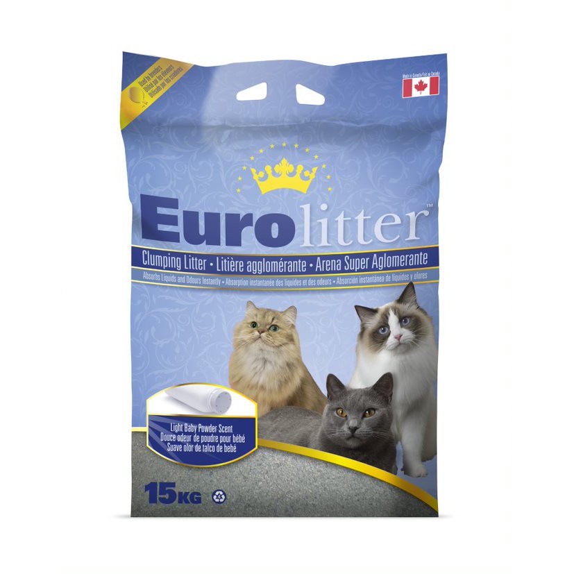 Cát vệ sinh Euro Litter 15kg mùi Baby Powder (Phấn em bé)