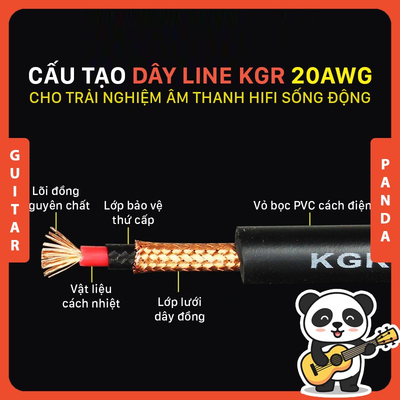 [Chính Hãng] Dây Line Jack Âm Thanh Cắm Đàn Guitar Ra Loa 6 Ly KGR Dài 3m 6m Chống Noise Hú Guitar Panda