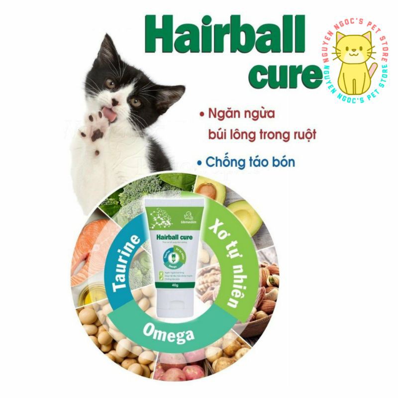 Gel dinh dưỡng ngăn ngừa búi lông, chống táo bón cho CHÓ MÈO VEMEDIM Hairball Cure 40g