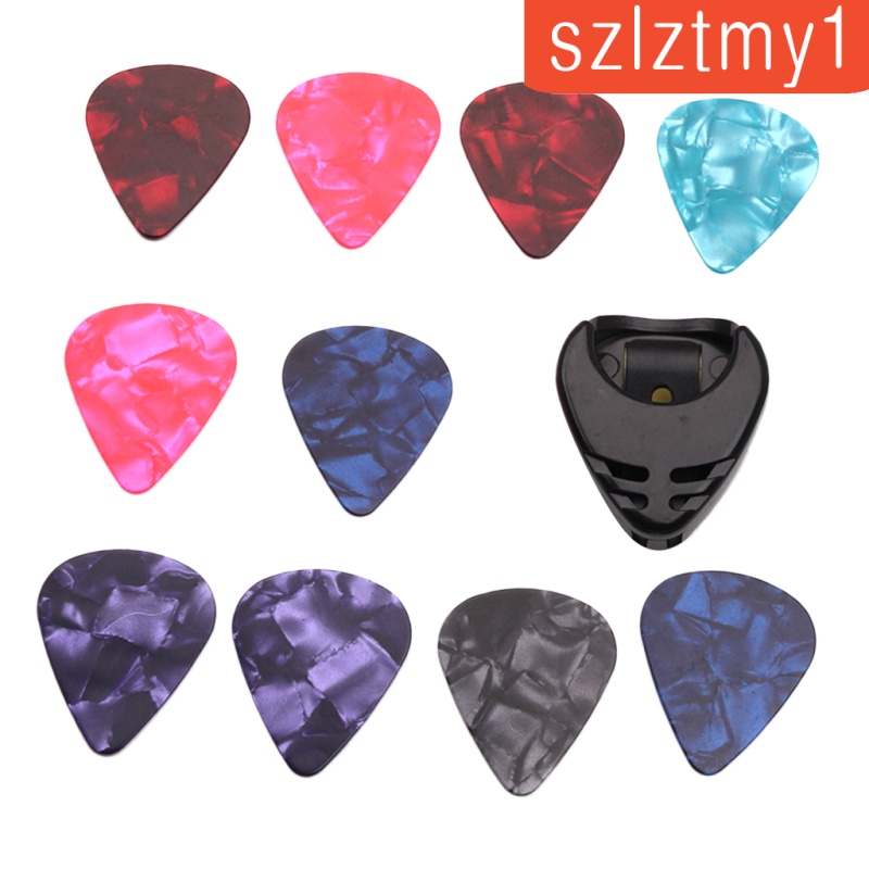 [Thunder] 10pcs Guitar Picks & Guitar Pick Holder Easy to Paste on the Guitar