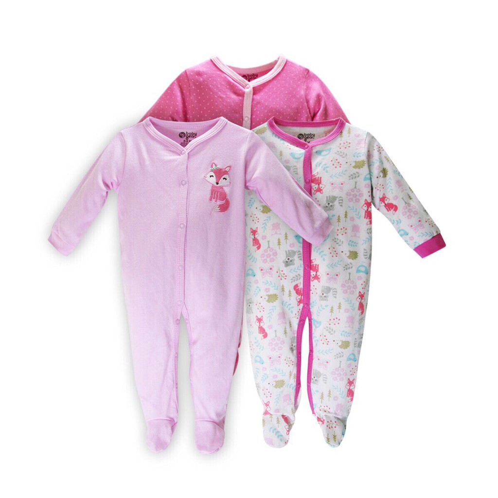 Set 3 bộ body liền chân hàng xuất dư cho bé trai và bé gái