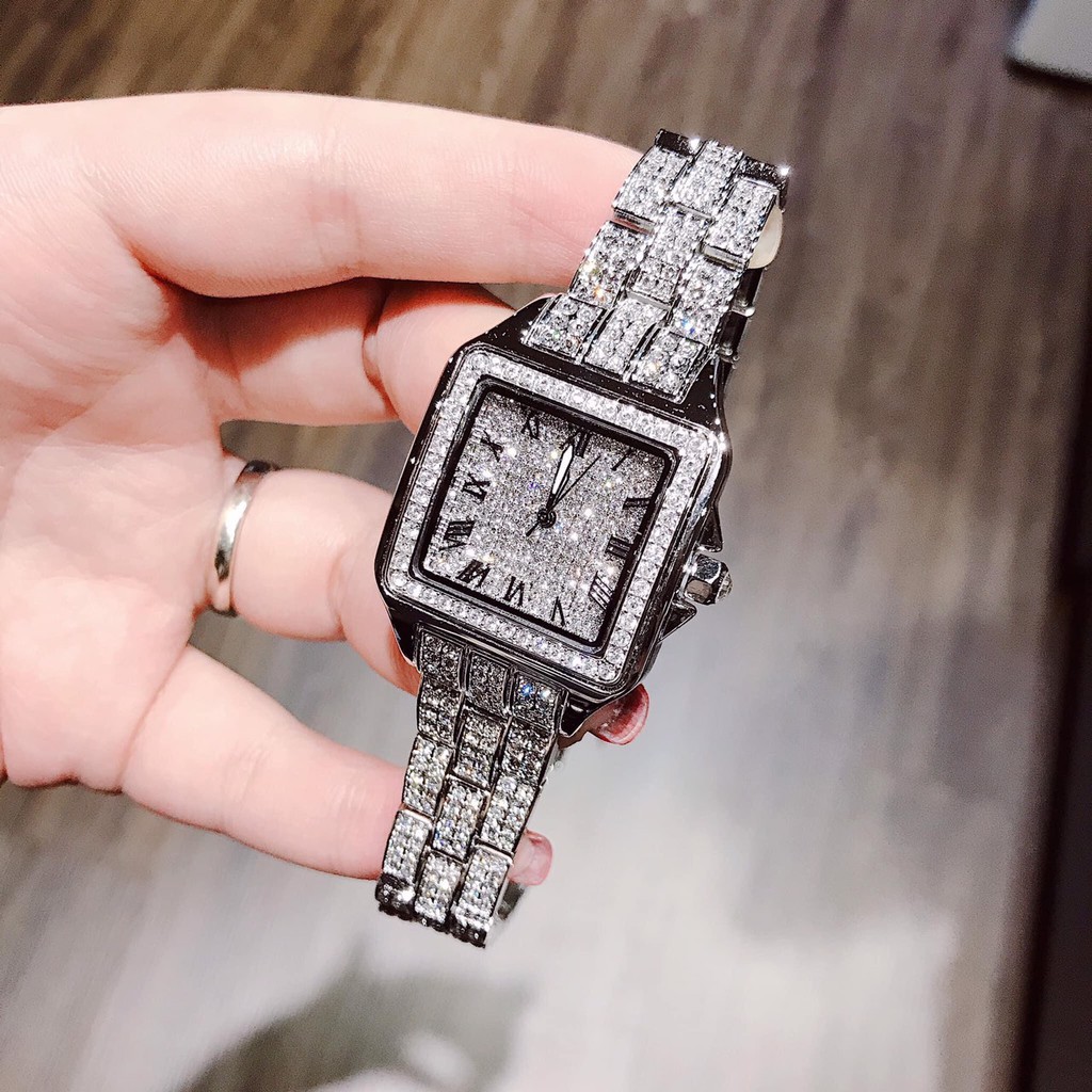 Đồng Hồ Nữ Davena Vuông Đính Đá Silver 30mm