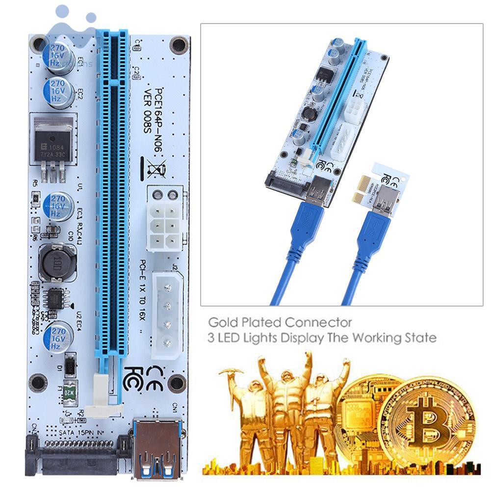 Card Đồ Họa Adolphs Pci-E 1x Sang 16x Với 3 Cổng Nguồn