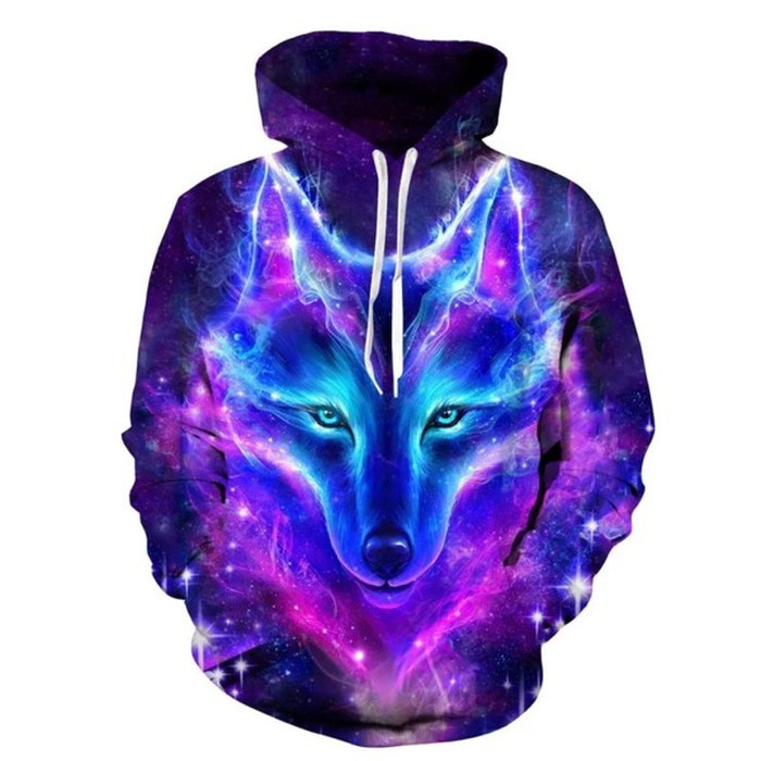 Áo Khoác Hoodie In Hình Sói Galaxy 3d Độc Đáo