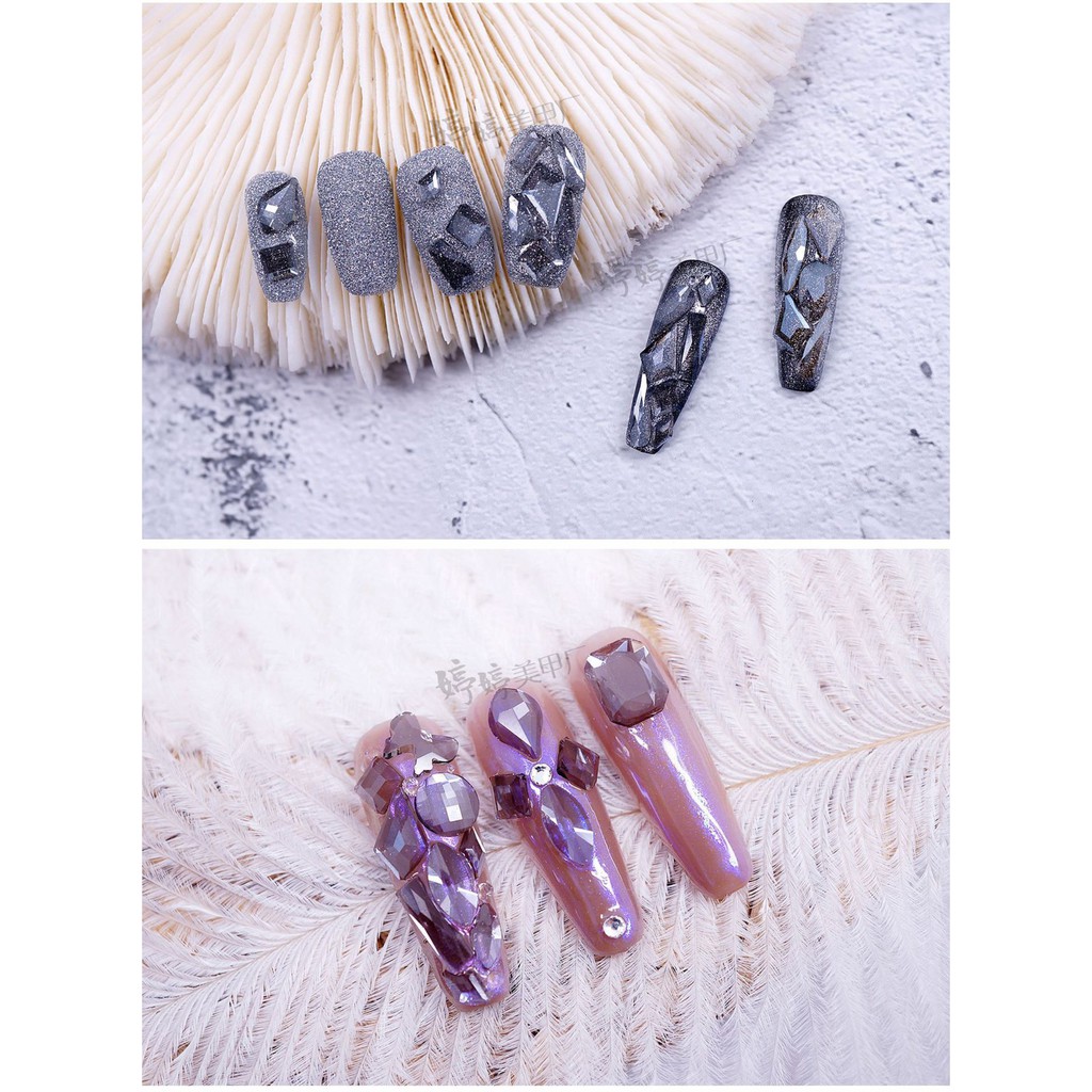Set 10 Viên Đá Khối Trong Màu Đen Nâu Mới Mix Đủ Kiểu Trang Trí Móng