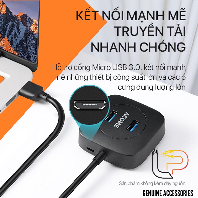 Hub Usb 4 Port 3.0 ACOM - Bộ Chia 4 Cổng USB 3.0 ACOM