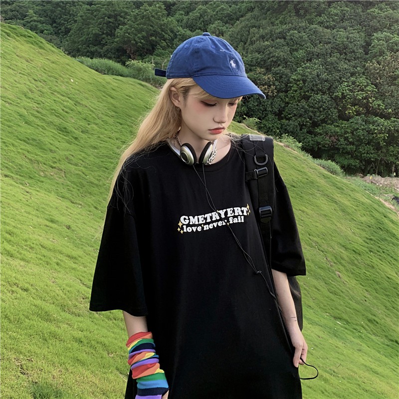 Áo thun nữ nam unisex tay lỡ phông form rộng teen cổ tròn oversize cotton NEVER giá rẻ màu đen trắng tee pull freesize