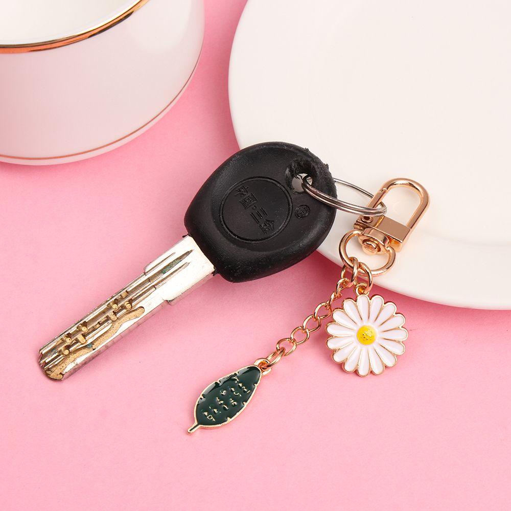 JUNE Móc Khóa Hình Hoa Cúc Phối Ren Đính Chuông Nhỏ Xinh Xắn Giá Đỡ